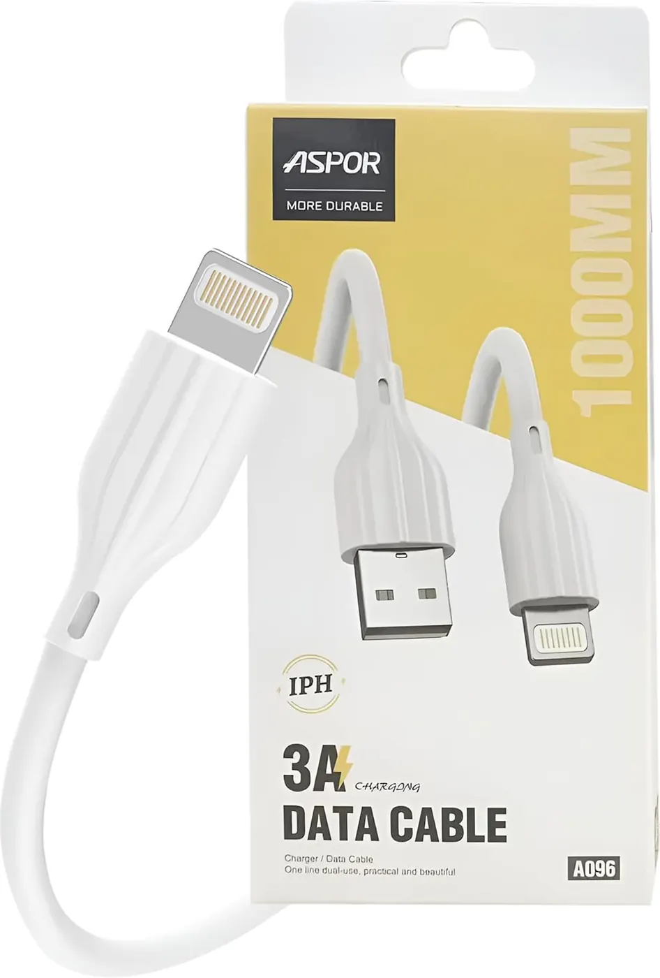 A096 ASPOR — Cable 3A USB A to Lightning 1M
