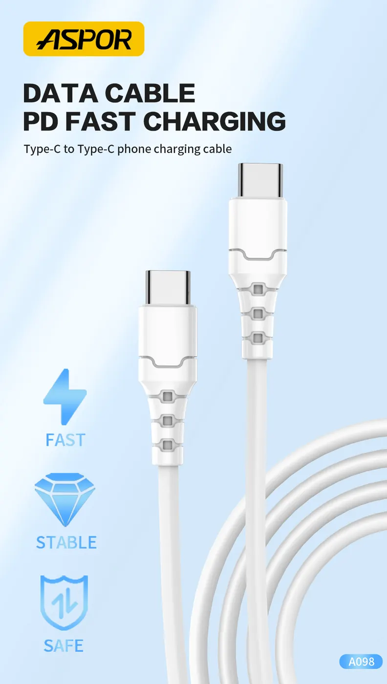 A098 ASPOR — Cable 100w Type C to Type C 1M