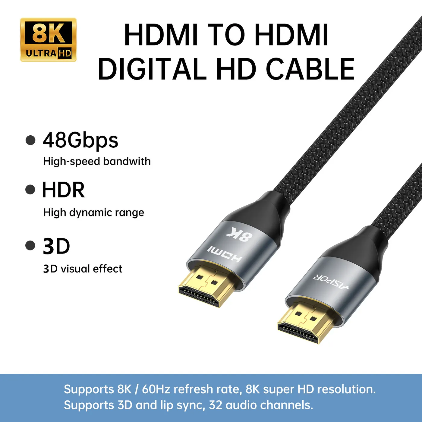 A270 ASPOR — HDMI to HDMI digital cable 8K — 2M