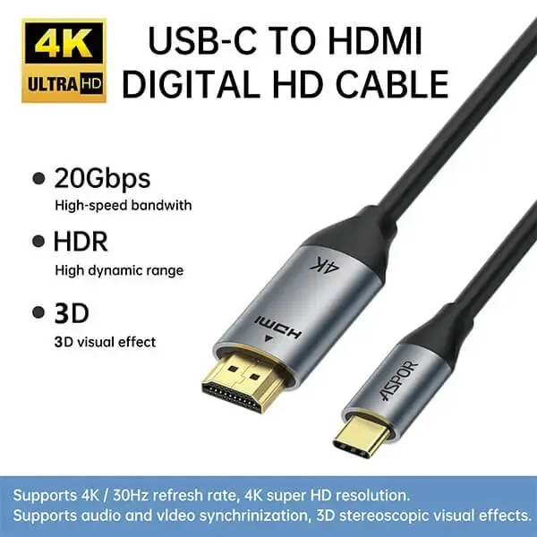 A271 ASPOR — USB C to HDMI digital cable 4K — 2M