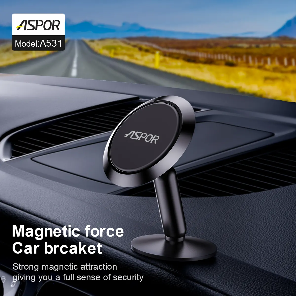 A531 ASPOR — Car Holder Aluminium, Magnetic, 360 rotation