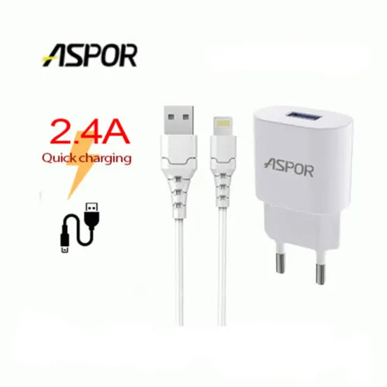 A818 ASPOR - Charger 2.4A USB A + Lightning cable