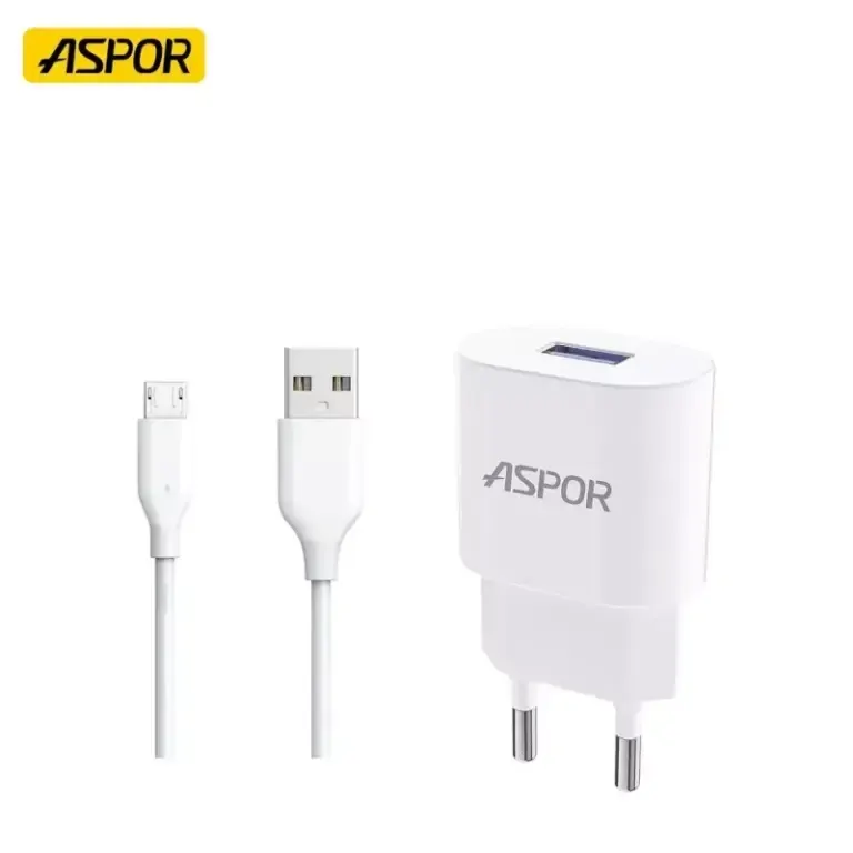 A818 ASPOR - Charger 2.4A USB A + micro USB cable