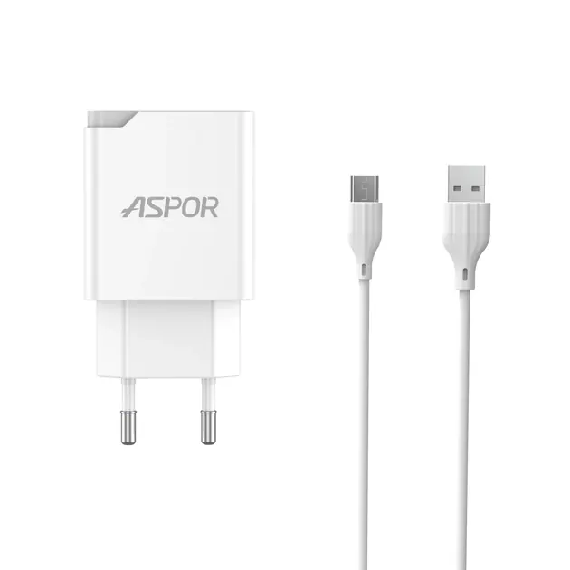 A822 ASPOR - Charger 18w USB A + micro USB cable