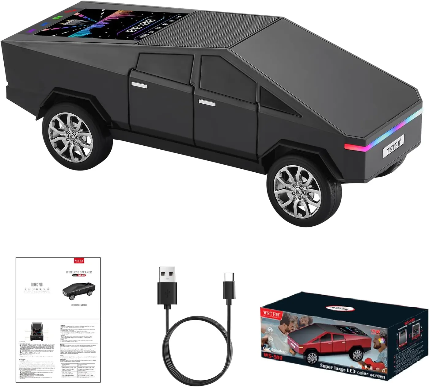 CAR BLUETOOTH SPEAKER Wster WS-580, 15W, LED RGB, BTFMUSBMemory Card