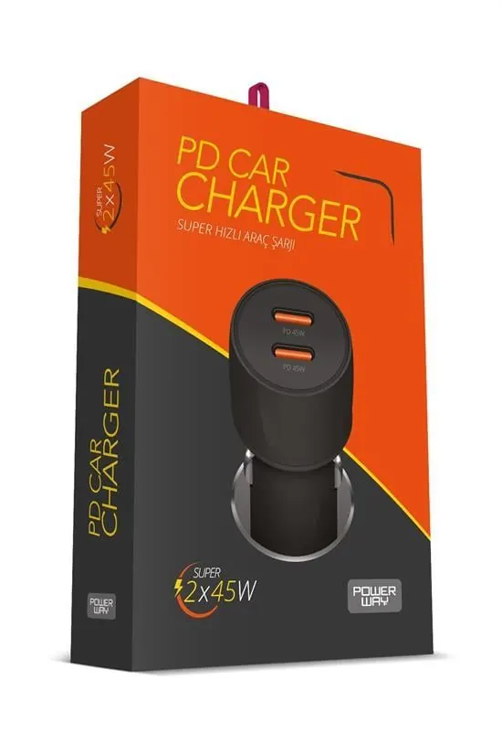 CC45 POWERWAY Car Charger USB C 2х45W