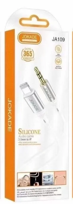JA109 JOKADE - Silicone AUX cable 3.5mm-Lightning white