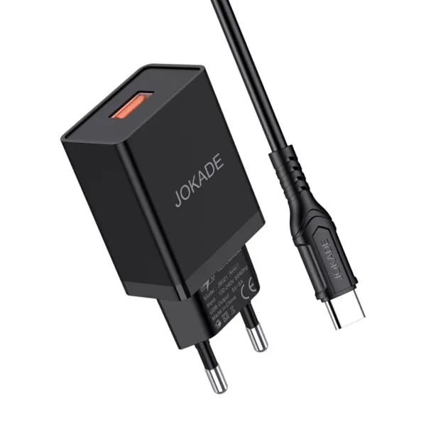 JB048 JOKADE - Charger 3A USB A + type C cable