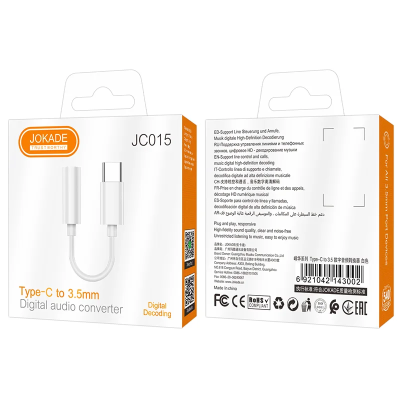 JC015 JOKADE - Adapter audio Type C to 3.5mm (F)