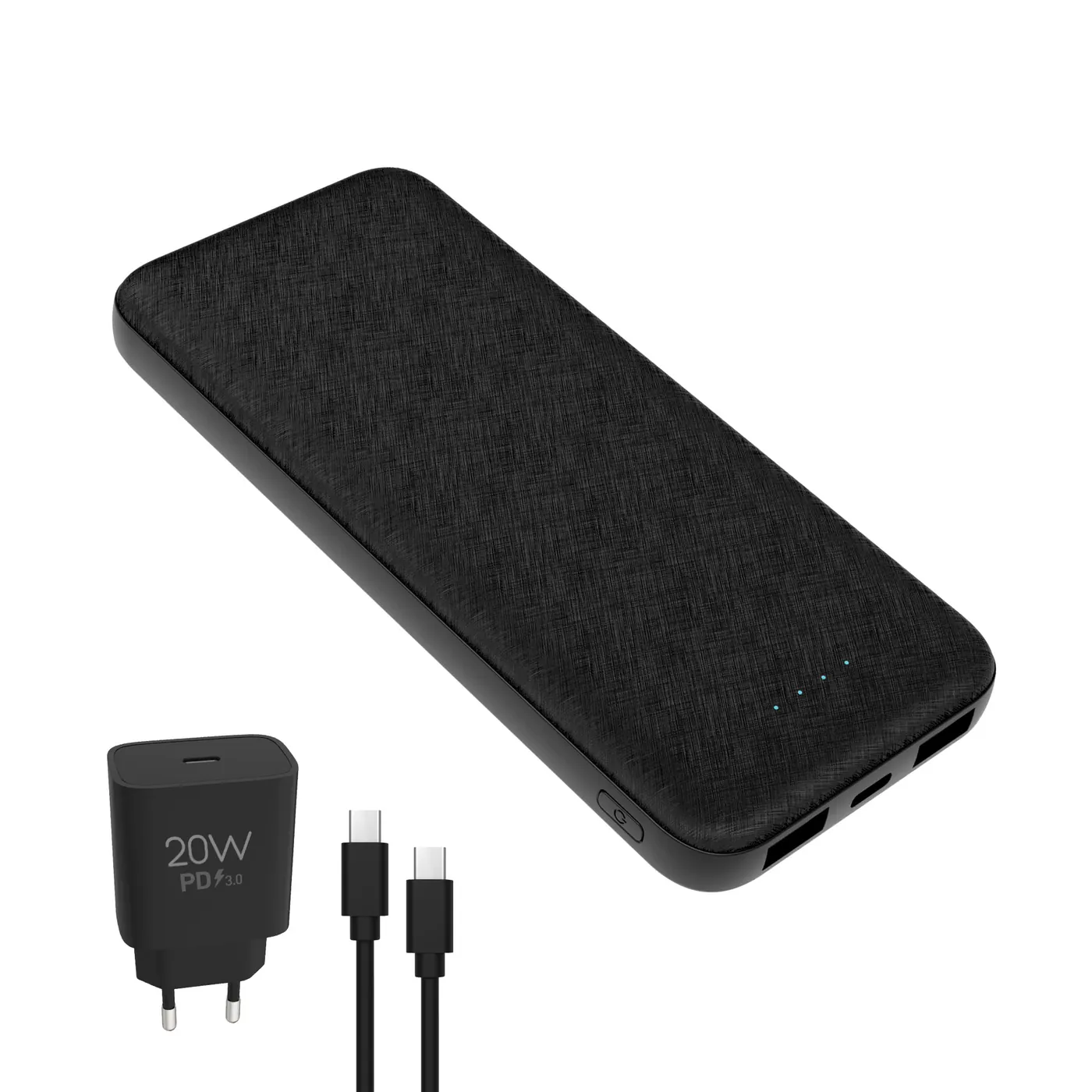 PMPB10SETB — Power bank Platinet 10.000mAh + 20W charger + type C cable