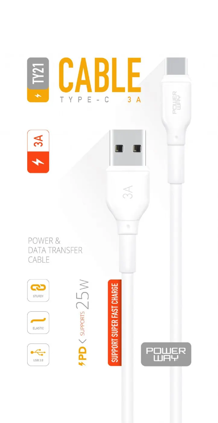 TY21 POWERWAY Cable USB to C 25W